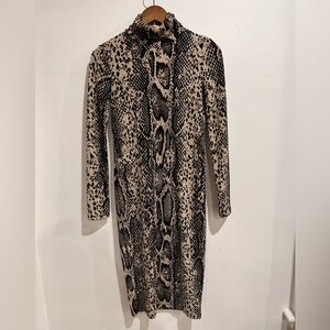 ZARA Snake Print‎ Long Sleeve Midi Dress